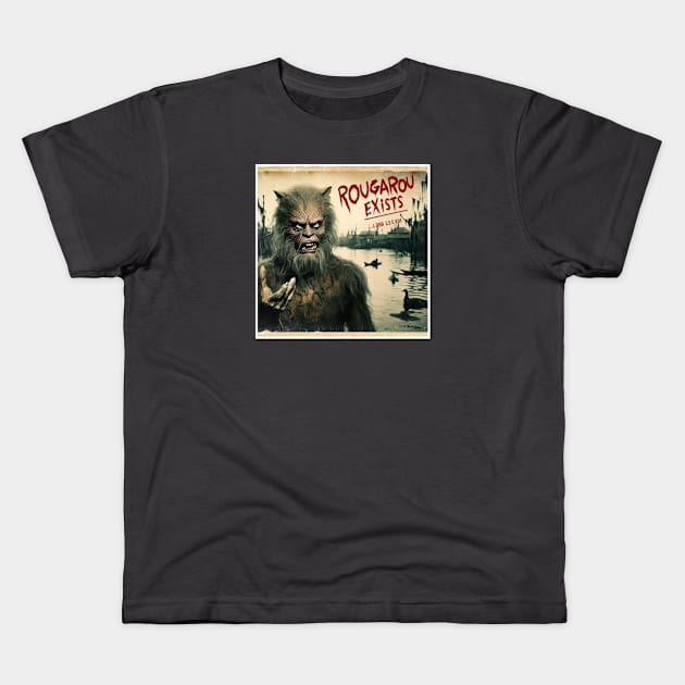 Rougarou exists Kids T-Shirt by Dead Galaxy